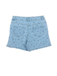 Printed Denim Shorts - Blue