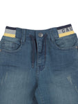 Mild Distressed Elastic Waist Denim Shorts - Blue