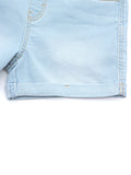 Denim Elastic Waist Shorts - Blue