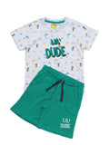 Dude Print Boys Set - Grey