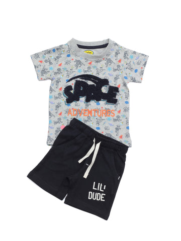 Space Print Boys Set - Grey