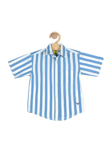 Half Sleeve Striped Shirt - Blue