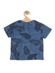 Round Neck Floral Print Tshirt - Blue