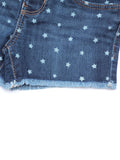 Mild Distressed Printed Denim Shorts - Blue