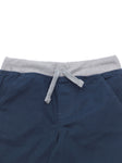 Cross Pocket Elastic Waist Cotton Shorts - Blue