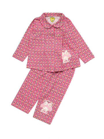 Allover Printed Night Suit - Pink