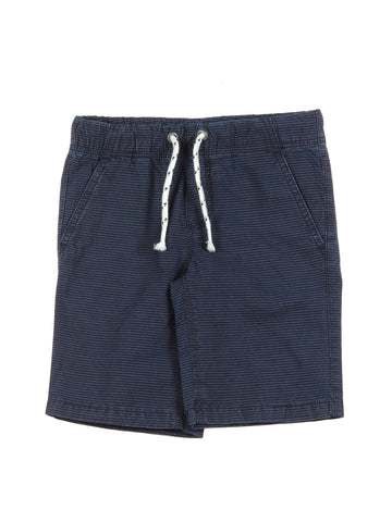 Elastic Waist Cotton Shorts - Navy Blue