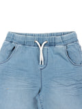 Elastic Waist Denim Shorts - Blue