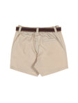 Cotton Shorts With Canvas Belt - Beige