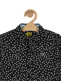 Polka Dot Print Cotton Shirt - Black