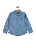 Star Print Cotton Shirt - Blue