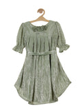 Striped Mid Length Frock - Green
