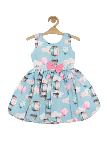 Printed Cotton Frock - Blue