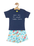 Tshirt With Floral Shorts - Blue