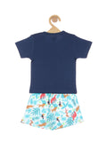 Tshirt With Floral Shorts - Blue