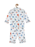 Printed Space Night Suit - White