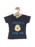 Cartoon Print Tshirt With Shorts - Navy Blue