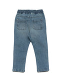 Elastic Waist Slim Fit Jeans - Blue