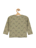 Hedgehog Print Round Neck Full Tshirt - Green