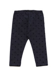 Floral Self Design Elastic Waist Cotton Legging - Navy Blue