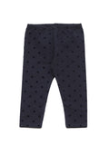 Floral Self Design Elastic Waist Cotton Legging - Navy Blue