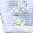Butterfly Print Elastic Waist Cotton Legging - Blue