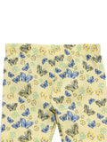Butterfly Print Elastic Waist Cotton Legging - Yellow
