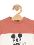 Micky Mouse Print Round Neck Sweatshirt - Rust