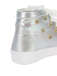Laced Up Party Boots With Swarovski - Silver