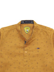 Band Collar Printed Shirt - Mustard