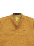 Band Collar Printed Shirt - Mustard