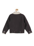 Front Open Cotton Fur Lined Jacket - Black