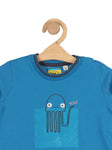 Octopus Print Round Neck Full Tshirt - Blue