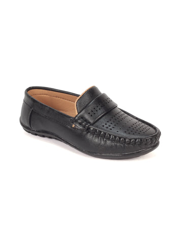 Perforated Slip On Loafers - Black