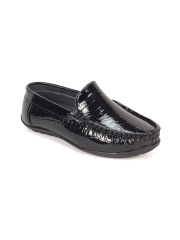 Self Design Slip On Loafers - Black