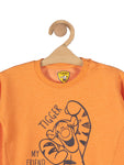 Tiger Print Round Neck Sweatshirt - Orange