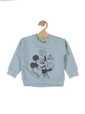 Mickey Mouse Print Round Neck Sweatshirt - Blue