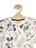 Mickey Mouse Print Round Neck Sweatshirt - White