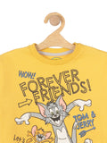 Tom & Jerry Print Round Neck Sweatshirt - Yellow