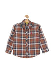 Check Cotton Full Shirt With Tshirt Attached - Brown