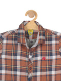 Check Cotton Full Shirt With Tshirt Attached - Brown