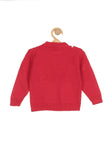 Self Design Round Neck Sweater - Red
