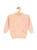 Round Neck Sweater With Bows - Cream