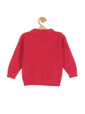 Round Neck Sweater With Bows - Red