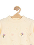Round Neck Sweater With Flowers - Cream
