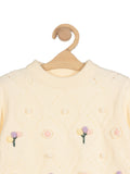 Round Neck Sweater With Flowers - Cream
