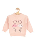 Flamingo Round Neck Sweater - Pink