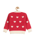 Heart Round Neck Sweater - Red
