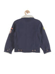 Fleece Lined Front Button Jacket - Navy Blue