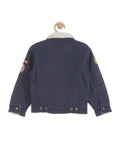 Fleece Lined Front Button Jacket - Navy Blue